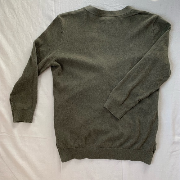 Olive Green Ruched V-neck Cardigan - Picture 3 of 3
